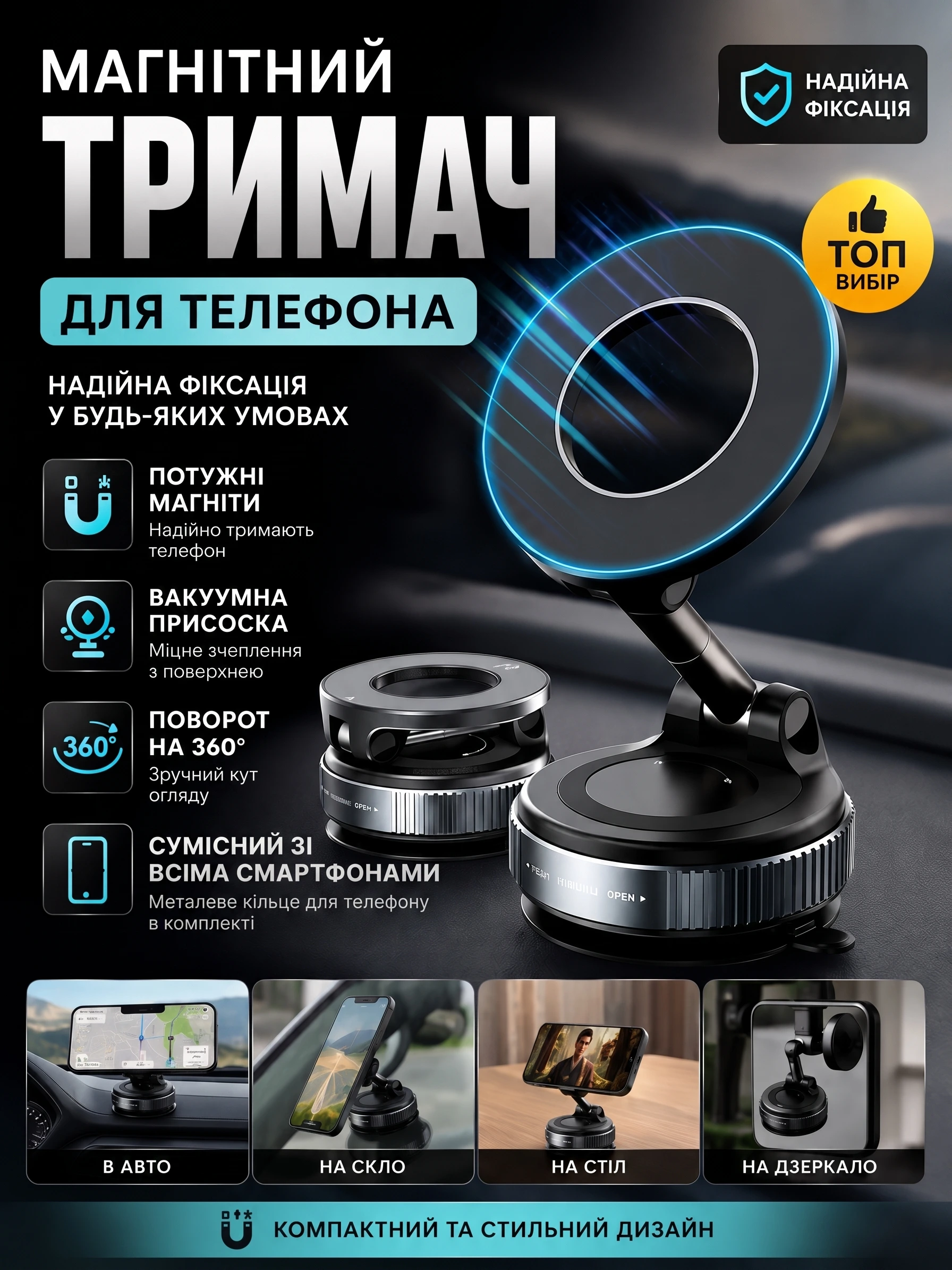 Магнітний тримач для телефону